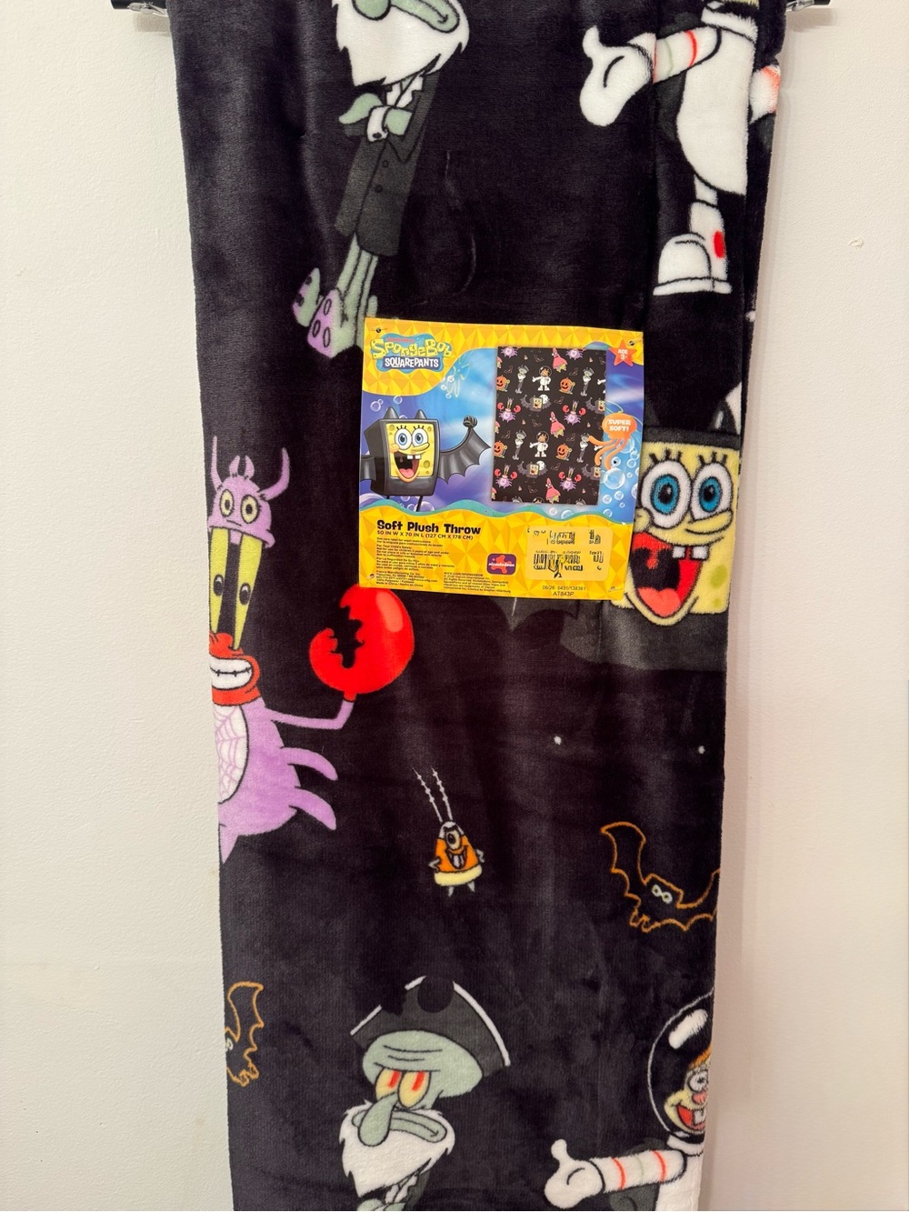 SpongeBob SquarePants Black Plush Halloween Throw Blanket